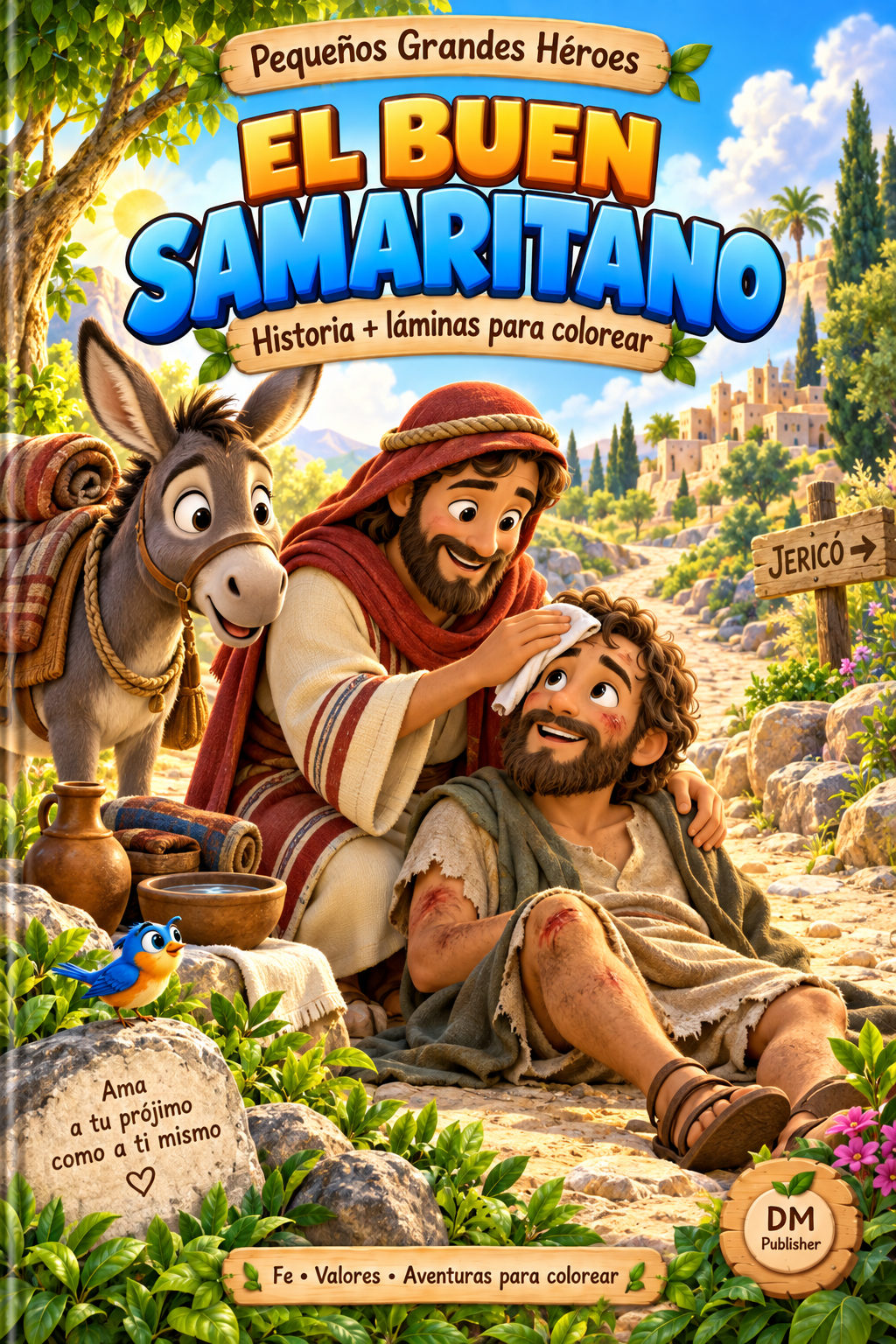El buen samaritano — Pequeños Grandes Héroes, historia y láminas para colorear.