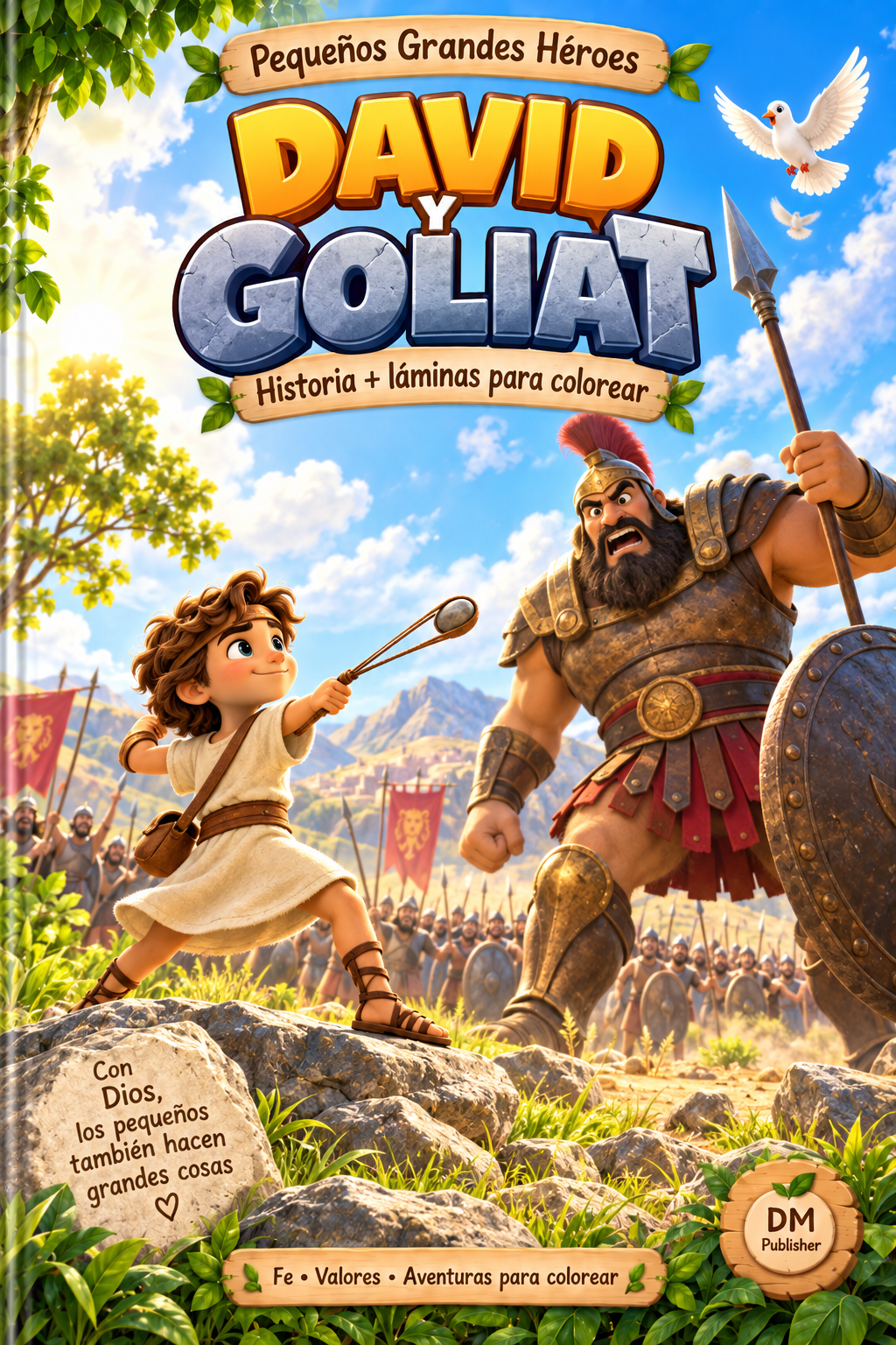 David y Goliat — Pequeños Grandes Héroes, historia y láminas para colorear.